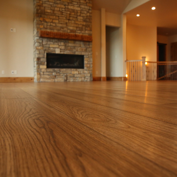 Muscanelli Millworks solid wire-brushed hickory floors